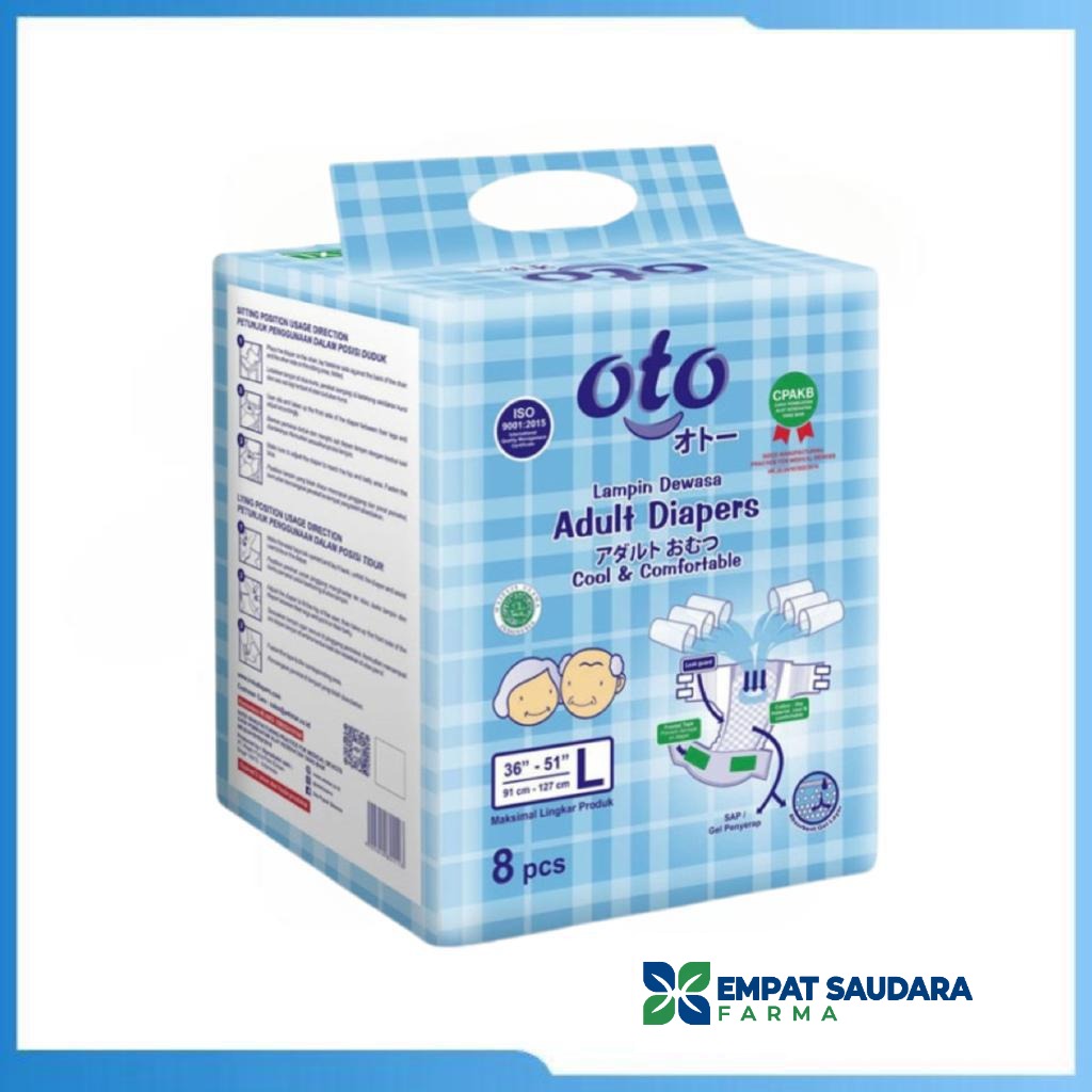 OTO Diapers Adult / Popok Dewasa model Perekat ukuran L, isi 8 pcs